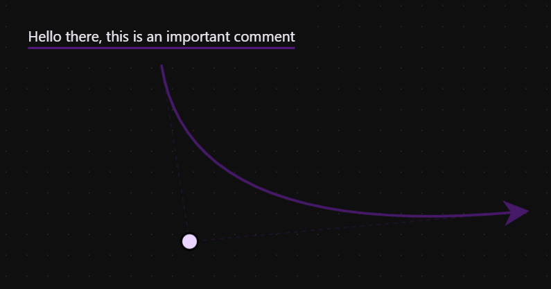 Comment node arrow pointer, with angle adjustment dot highlighted